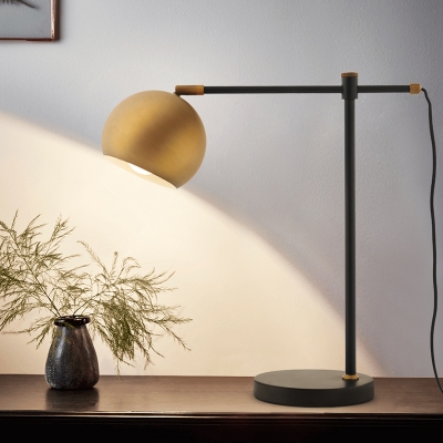 1 Head Globe Desk Light Modern Metal Night Table Lamp in Brass with Rotating Node