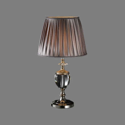 1 Head Living Room Desk Lamp Modernism Grey Table Light with Barrel Fabric Shade