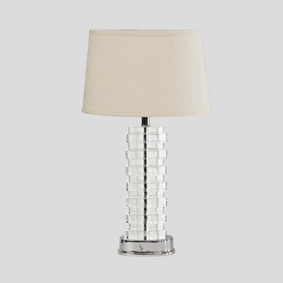 1 Head Tiered Reading Light Contemporary Hand-Cut Crystal Small Desk Lamp in White