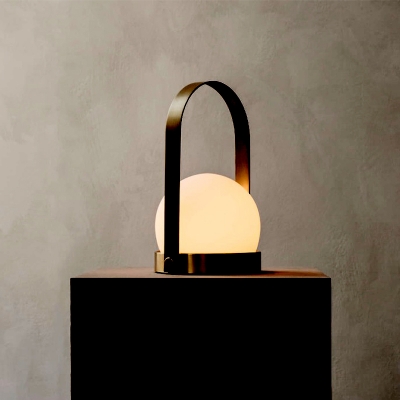 Ball Milk Glass Task Light Modernism 1 Bulb Black Night Table Lamp with Metal Handle