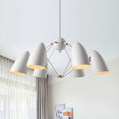 Bullet Bedroom Pendant Chandelier Metal 6 Lights White/Black Finish Hanging Ceiling Lamp