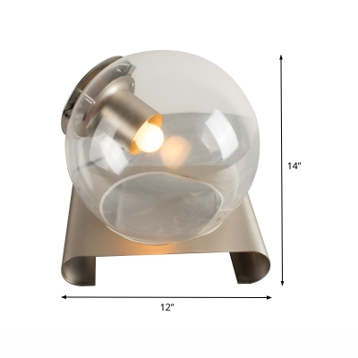 Clear Glass Sphere Nightstand Lamp Modernist 1 Head Task Lighting with Metal Base