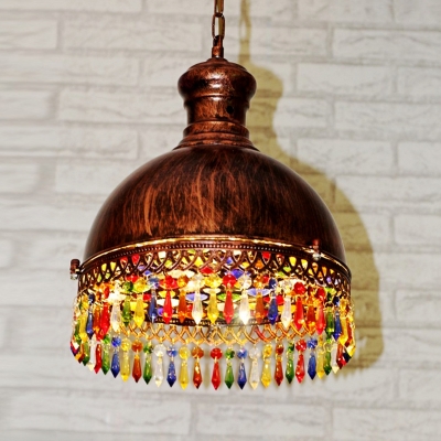 Dome Dining Room Chandelier Light Art Deco Metal 3 Bulbs Brass Pendant Lighting Fixture