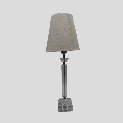 Fabric Flared Table Light Modernist 1 Bulb Grey Desk Lamp with Clear Crystal Base