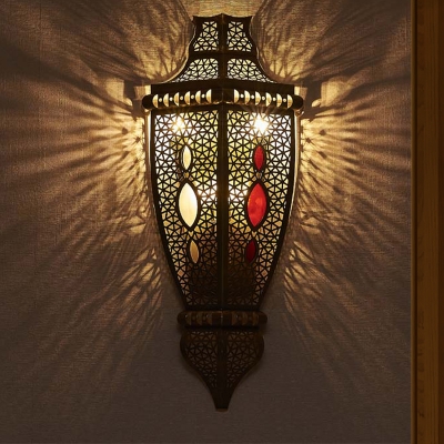 Hollow Restaurant Wall Sconce Lamp Arab Metal 1 Light Black Wall Lighting Fixture