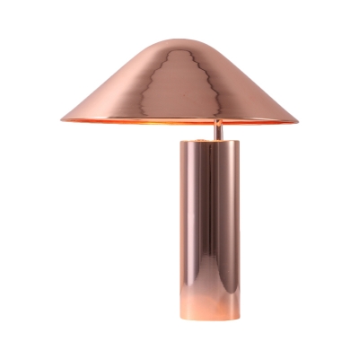 Metal Wide Flare Nightstand Lamp Contemporary 2 Bulbs Reading Book Light in Rose Gold