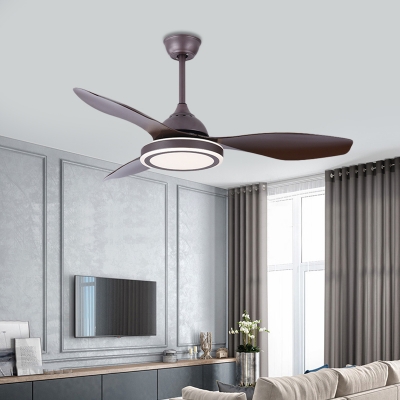 Round Bedroom Fan Lighting Fixture Modern Acrylic 48