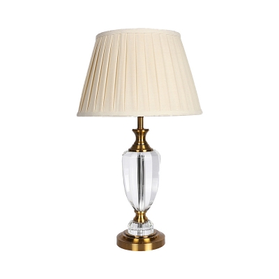 Urn Shape Table Light Modernist Beveled Crystal 1 Bulb Beige Desk Lamp, 14