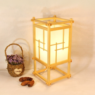 Wood Shaded Task Lighting Japanese 1 Bulb Beige Reading Book Light for Living Room