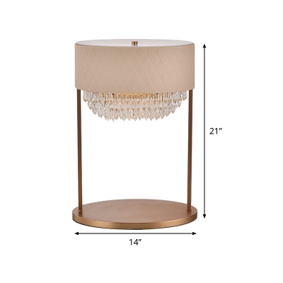 1 Head Bedroom Desk Lamp Modern Gold Table Light with Tiered Beveled Crystal Shade