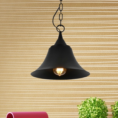 

1 Head Bell Shape Hanging Light Kit Vintage Black Finish Iron Ceiling Pendant Lamp with Chain, HL602923