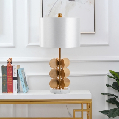 1 Head Living Room Task Light Modern White Night Table Lamp with Tubular Fabric Shade