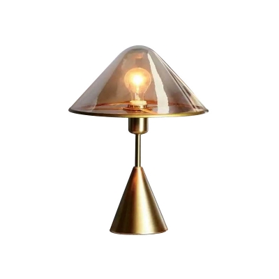 Amber Glass Cone Task Lighting Modernist 1 Head Reading Book Light with Metal Base