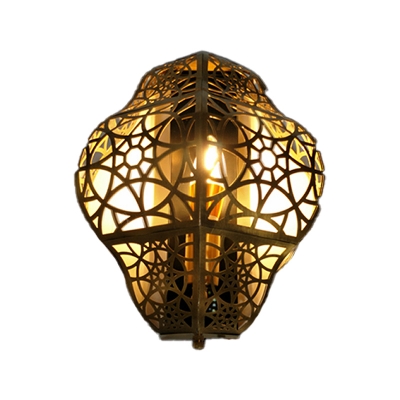 Brass 1 Light Wall Lamp Decorative Metal Hollow Wall Mounted Light Fixture for Restaurant