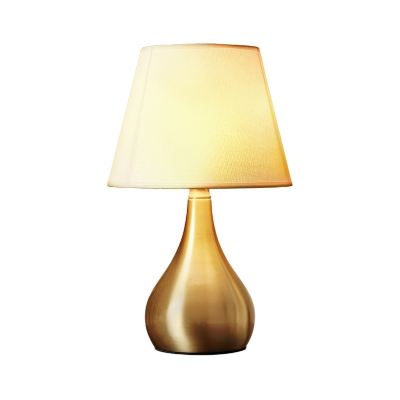 Brass Flared Task Light Modernist 1 Head Fabric Reading Lamp with Gourd Metal Base