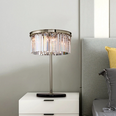 Cylinder Living Room Desk Lamp Smoke/Chrome Crystal LED Contemporary Reading Book Light
