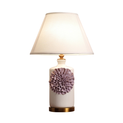 Fabric Cone/Bell Table Lighting Pastoral 1 Head Living Room Nightstand Light in Sky Blue/Purple/Pink, 19.5