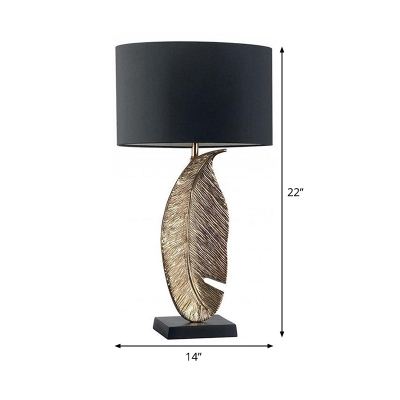 Fabric Shaded Table Light Modernist 1 Bulb Black Small Desk Lamp for Living Room