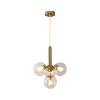 Gold Sputnik Hanging Chandelier Modern 4 Lights Clear Water Glass Pendant Ceiling Lamp