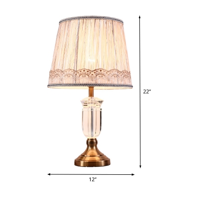 Gold Tapered Desk Lamp Modern 1 Bulb Fabric Table Light with Faux-Braided Detailing