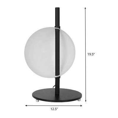 LED Bedside Desk Light Contemporary Black Night Table Lamp with Bowl Metal Shade
