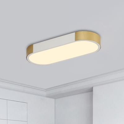LED Corridor Flush Light Fixture Simple White and Gold/Black and Gold Flush Lamp with Rectangle Metal Shade