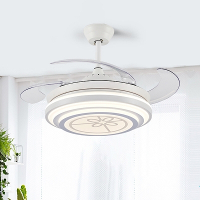 Metal White Hanging Fan Lamp Ring LED 42
