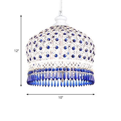 Metal White Pendant Lamp Hat 1 Head Decorative Hanging Ceiling Light with Adjustable Chain