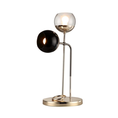 Modernist Armed Desk Light Metal 2 Heads Night Table Lamp in Gold for Living Room