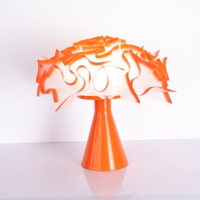 Modernist LED Task Light Orange Flower Night Table Lamp with Acrylic Shade for Bedroom