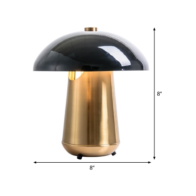 Mushroom Small Desk Lamp Modernist Metal 1 Bulb Black and Gold Task Lighting, 8