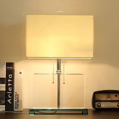 Rectangular Desk Lamp Modern Fabric 10.5