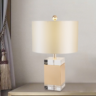 Straight Sided Shade Study Lamp Modernism Fabric 1 Head Reading Book Light in White