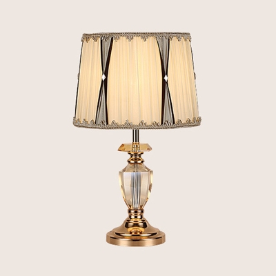 Urn-Shaped Table Lamp Modernism Faceted Crystal 1 Head Reading Book Light in Beige