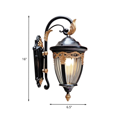 Acorn Outdoor Sconce Lodges Clear Prismatic Glass 1 Bulb Black Finish Wall Lighting