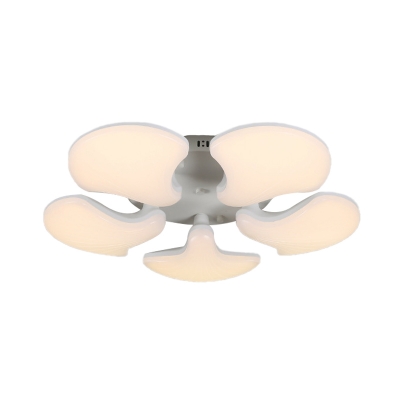 Acrylic Shell Flush Mount Lighting Modernism 3/5 Heads LED Ceiling Flush in White, 23.5