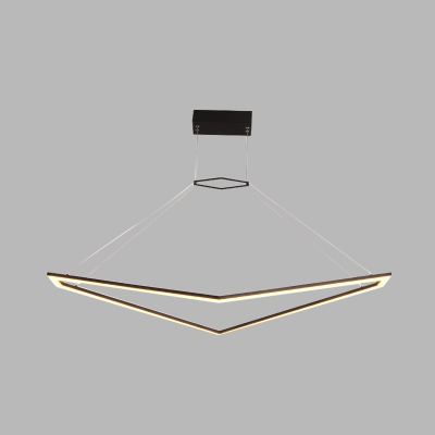 Black Geometric Suspension Light Modern LED Acrylic Chandelier Lamp Fixture in White/Warm Light