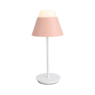 Blue/Pink Cone Nightstand Light Modern Style 1 Bulb Metal Night Table Lighting for Bedroom