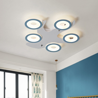 Circular Flush Mount Lighting Modernist Acrylic LED Bedroom Flush Light Fixture in Blue