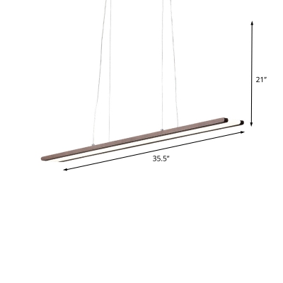 Coffee Rectangle Hanging Light Kit Modern LED Metal Pendant Lamp in Warm/White/Natural Light for Office