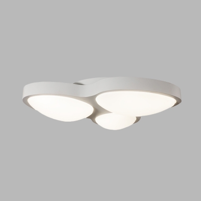 Living Room LED Ceiling Light Fixture Simplicity White Flush Mount Lamp with 3 Bubbles Acrylic Shade