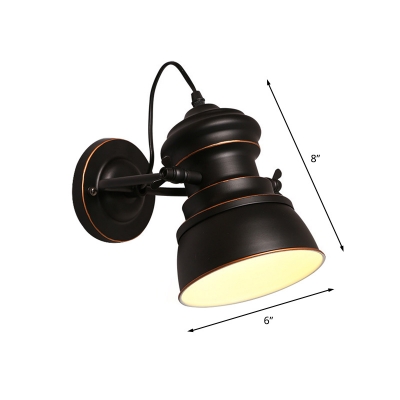 Metal Black Finish Wall Lighting Bell 1-Light Farmhouse Wall Mount Sconce with Rotatable Node