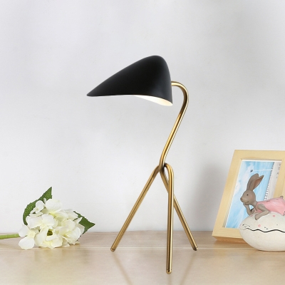 Metallic Oval Shade Reading Light Minimal Style 1-Head Black Finish Small Desk Lamp with Tripod Design