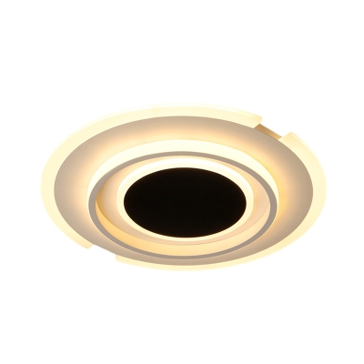 Rings Flushmount Lighting Simplistic Acrylic Living Room LED Ceiling Fixture in Black and White, 16.5