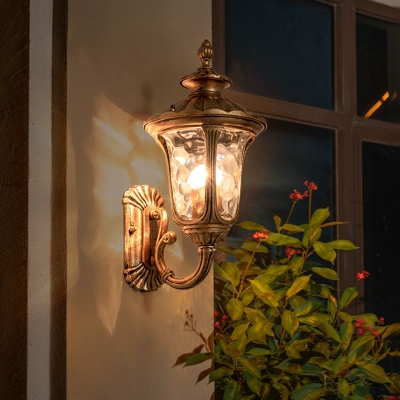 Water Glass Acorn Wall Light Sconce Farmhouse 1 Head Outdoor Wall Lamp Fixture in Brass