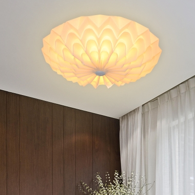 White Floral Flushmount Lighting Contemporary 4 Heads Polypropylene Flush Mount Lamp for Living Room