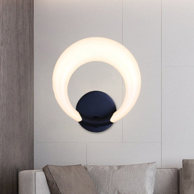 Acrylic Crescent Moon Shape Sconce Modern Nordic Style LED Wall Mounted Light in White/Black