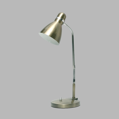 Industrial Domed Reading Light LED Metallic Table Lamp in Silver with Plug In Cord
