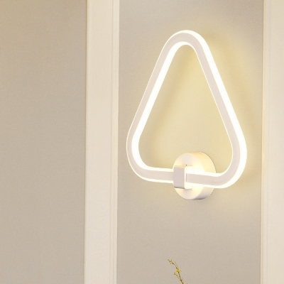 LED Corner Sconce Light Fixture Simple White Wall Mounted Lamp with Triangle Acrylic Shade