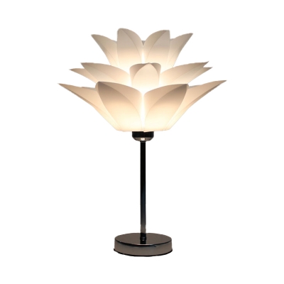 Lotus Acrylic Night Table Light Modernism 1 Bulb White Nightstand Lamp for Living Room